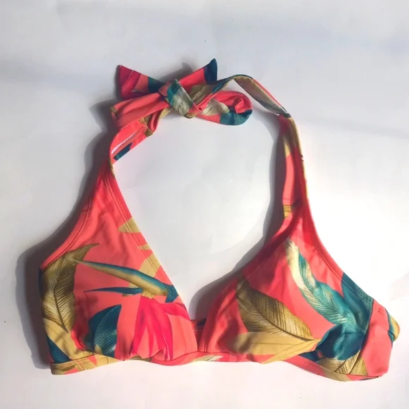 HALTER TOP CORAL LEAF🍃 BIKINI TOP - Picture 1 of 5